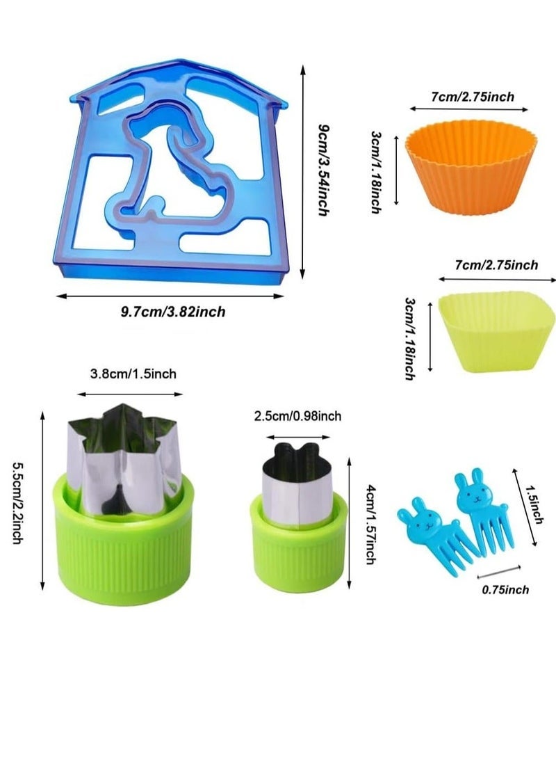 Sandwich Cutter and Sealer, 38PCS Cutters for Kids, Great For Toddler Lunch Box Containers,includes Fruit Vegetable cookie cutters, Food Pick forks - Image 2